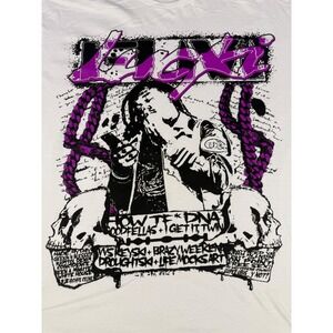 Lucki Graphic T-Shirt Mens XXL White Purple Skulls Rap Tee Streetwear